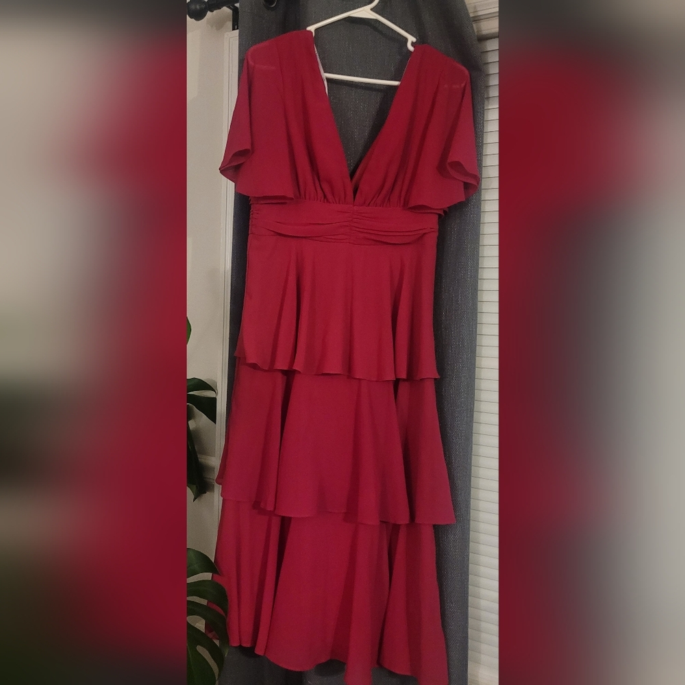 Lulu's Pink Ruched Tiered Cocktail Dress